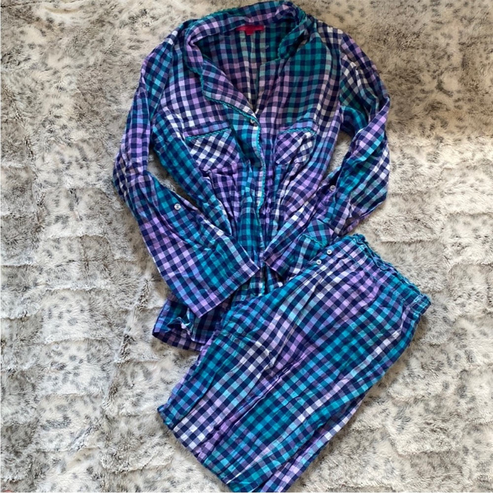 Victoria's Secret blue purple plaid pajama set